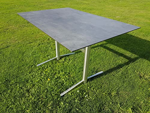 Destiny Gartentisch LOFT 120x80x75cm, Edelstahl, Tischplatte HPL, Beton dunkel