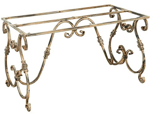 Biscottini Base for Dining Table 130 x 70 x 75 | Base for External and Internal Table in Wrought Iron | Table Base Glass Top