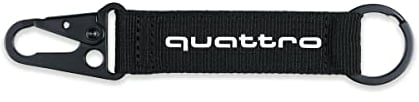 Audi 3182200700 Schlüsselanhänger Schlüsselband Keyring Karabiner, schwarz/weiß, mit Audi quattro Schriftzug