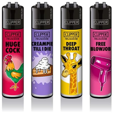 Clipper® Feuerzeug - Neue Motive 2023 + Crystal Balls (Porn Slogan #3)