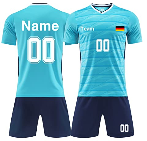 LAIFU Personalisierte Fußballtrikots T-Shirt Shorts Jeder Name Nummer Team Logo - Fußballtrikot Kinder Erwachsener Benutzerdefiniert Trikot