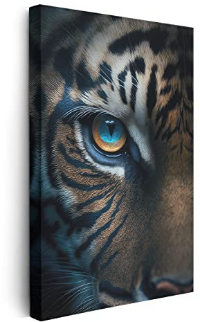 FOMACO Inspiring Art - Tiger Wandbild - 20x30 cm Hochformat - Tiger Majesty - Tier Leinwand ColorWorld - Coole Tier-Porträts & Animals Closeup Kunstdruck Bilder
