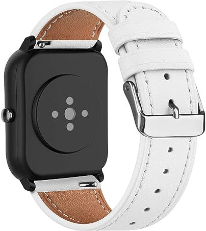 AK Straps Compatible with Amazfit GTS 2 Mini, 4, 4 Mini, 3, 2, 2e, 20mm Soft Leather Replacement for Amazfit Bip 3 Pro, 3, U Pro, Lite, S, U (White)