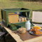 Froppi 45L Plastic Storage Box with Lid | Large Camping Storage Box | Collapsible Car Boot Organiser | Wooden Board Lid | Green L50.5 W36 H29 cm