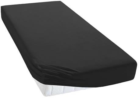 TM MAXX Jersey Spannbettlaken für Baby und Kinder mit Öko-Tex Standard (Schwarz 027, 80x160 cm) Matratzenhöhe bis 25 cm Spannbetttuch aus 100% Baumwolle