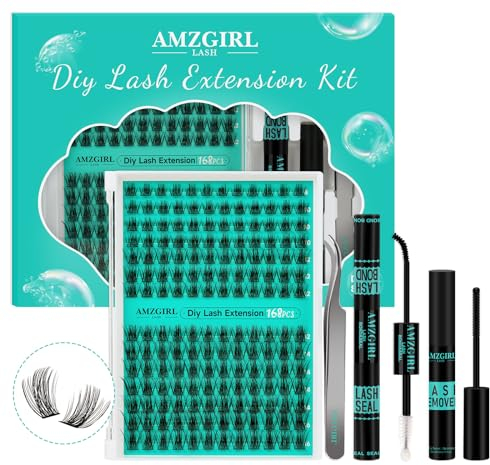 Wimpernverlängerung Kit,DIY Wimpern Cluster Kit 168Pcs mit Lash Bond und Seal Glue Wasserdicht,Wimpern Entferner für Wimpern Cluster Extensions Kit für Anfänger,(Medusa,D-Mix8-16mm Kit)