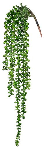 Tuelaly Plantas suculentas colgantes artificiales para amantes, lágrimas realistas, perlas de imitación Senecio Rowleyanus, decoración para el hogar, jardín, bajo mantenimiento, larga duración, 1
