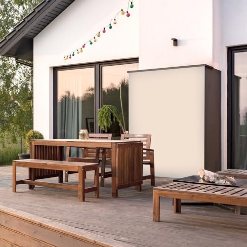 dedeco Outdoor-Rückwand Dekor Wand für Garten, Terrasse, als Außenfassade Paneel Motiv: Beige, 300 x 150 cm, Nano-Protect: hochglanz, wasserfest, robust, als Wandverkleidung aus Aluminium
