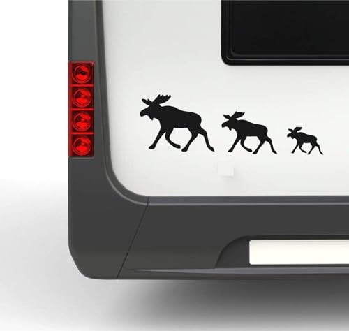 Rakelfix Elch Familie 3 Stück ca30cm Schweden Sticker Autoaufkleber Wohnmobil Wohnwagen Aufkleber Elche