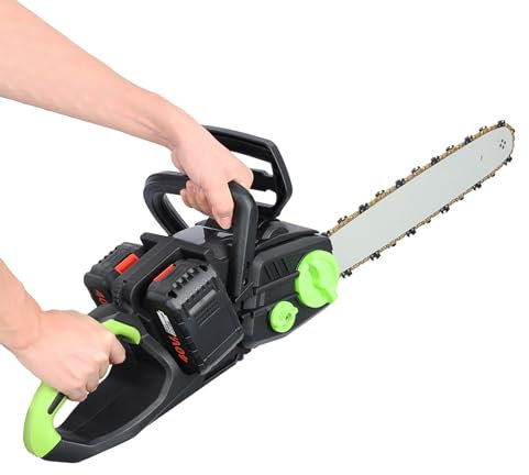 Kripyery 16 Inch Cordless Chainsaw, Brushless Motor Electric Battery Powered Chainsaw with 2 * 4Ah Batteries, Auto-Lubrication Chain Saw for Tree Felling Pruning Logging and Firewood A