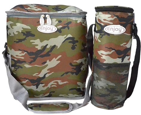 BETTER WITH FRIENDS XXXL Camuflaje Bolsa 22L Almuerzo aislada Nevera Militar y 2L Botellas Enfriador Picnic Bolsa Fresca, 3 Capas. fría, Pesca, Camping, Caza, Bolsas congelador, Comida, Agua, envase.