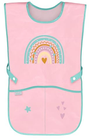 Baagl Kinderschürze Mädchen Jungen Kochschürze Kinder, Schürze Malschürze Bastelschürze für Kinder (Regenbogen Rosa)