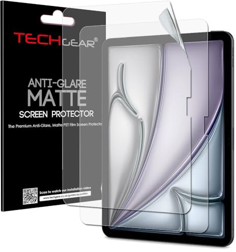 TECHGEAR Lot de 2 Protections d'écran Anti Reflets Compatible avec Apple iPad Air 11 (M3 2025 / M2 2024) [Ajustement Facile] Édition Mate