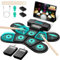 CAHAYA Electronic Drum Kit with Dual Speaker 9 Pads for Kid’s Gift Portable and Durable Blue Roll up Drum
