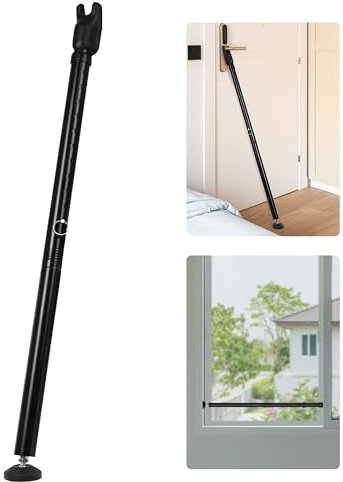 JSungo 2-in-1 Sliding Door Security Bar, Upgrade Doors Stoppers Security, Heavy-Duty Door Jammer Doors Stopper for Sliding Window, Adjustable Door Jammer for Home, Apartment, and Hotel, Black, 1 Pack