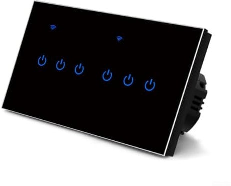 Touch Light Switch,Smart WiFi Touch Switch Tempered Glass panel LED Light Switch(6 Gang-Black)