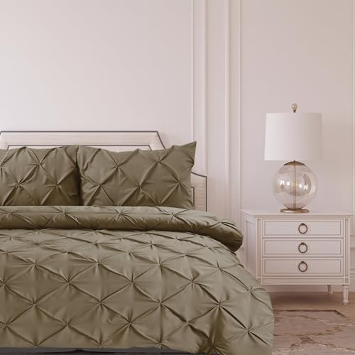 Bronwen Mathews Bettwäsche-Set für King-Size-Bett, tiefes Taupe, Biesen, Quetschfalten, weicher Mikrofaser-Bettbezug mit 2 Kissenbezügen, knitterfrei, King-Size-Bettwäsche-Set (Deep Taupe, King-Size)