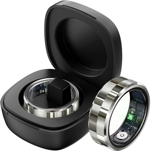 findtime Smart Ring Heart Rate Monitor Sleep Tracker Gesture Control Ring Fitness Tracker Blood Pressure Blood Oxygen Pedometer Step Counter Health Smart Rings for Women Men with Charging Case