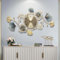 NNYCC Wanduhr Sehr groß Kreative Moderne Metall Stille Wanduhren 3D Kunst Dekoration Wohnzimmer Schlafzimmer Digitale Wanduhr für Büro Kunstwerk Hotel Dekor Indoor,Gold,B
