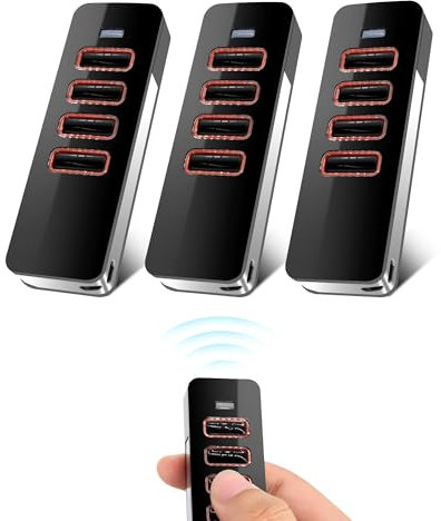 Telecomando Cancello, Pacco da 3 Universale Telecomando Garage 868MHz 4 Canali, telecomando per Sommer-868,80-868,95 MHz(Include 3 batterie aggiuntive)