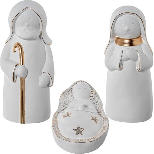 DRW Misterior Geburtsset aus Keramik in Weiß und Gold, 33 x 13 x 14 cm