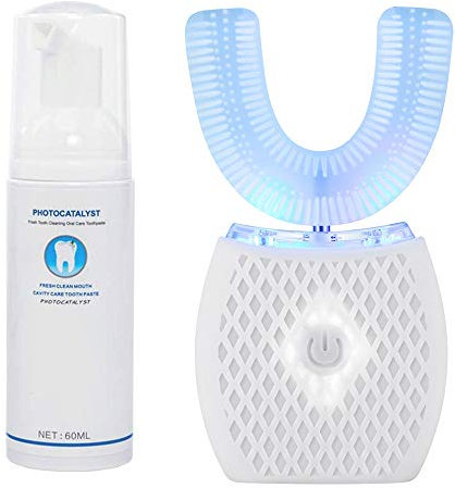 Cepillo de Dientes Ultrasónico Automático, Cepillo de Dientes Eléctrico Ultrasónico, Cepillo de Dientes Ultrasónico de 360° para Adultos (White)