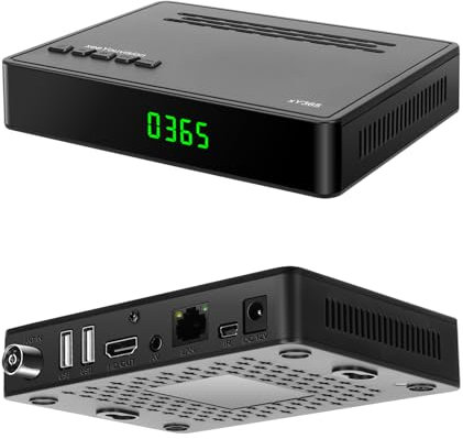 xeeYouvision Decoder Digitale Terrestre 2025, Invisibile Decoder DVB-T2 con RJ45 e H265 HEVC Main10 Decodifica Fino a HD 1080P, Ricevitori con USB PVR Lettore Mediale FM Radio Telecomando 2in1 LCN 12V