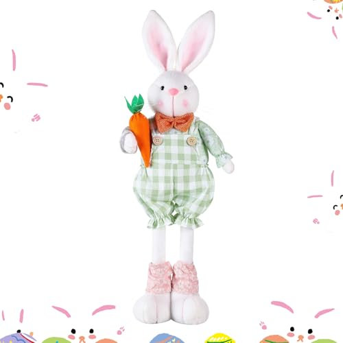 ACTOYS Ausziehbare Kaninchenpuppe, Hasen Deko Groß, 56 cm, Kuschelhase, Hase Kuscheltier, Kaninchen Dekoration, Osterhasen Figuren Groß, Osterdeko, Geeignet für Kinder, Jungen und Mädchen (Grün)