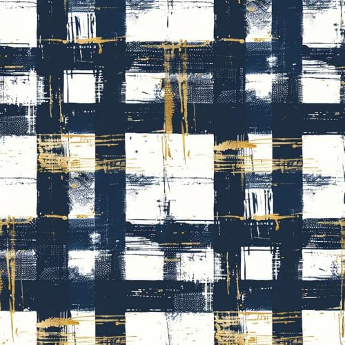 JIAOQSS Peel and Stick Wallpaper Navy Blue Plaid Self Adhesive Wallpaper Stick on Wallpaper Removable Vinyl Wrap for Living Room Bedroom Kitchen Wall Cabinets Decor