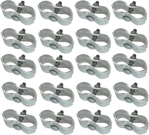 Plutreas 20Pcs Chain Link Fence Panel Clamps 1-5/8 Dog Kennel Panel Clamps for Round Pipe Panel Frame