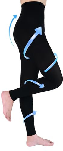 jabeick Medizinische Kompressionsstrumpfhose Damen & Herren Lang, 20-30 mmHg Kompressionsstrümpfe Stützstrümpfe Damen Klasse II Zehenfreie Kompressionshose Unterstützung (Schwarz, Klein)