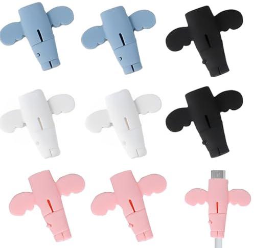 JEYORZY 8 Pièces Protecteur Cable, Protetion Cable de Chargeur avec Cache-Poussière, Gel de Silice Protecteur de Câble de Chargeur, Protège Câble pour Téléphones, Portables