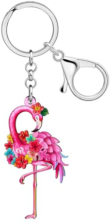 WEVENI Regali ispiratori con fenicottero per donne ragazze rosa fenicottero portachiavi zaino borsa ciondoli accessori portachiavi auto, Rubino, Medium