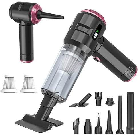Handheld Vacuum Cleaner, 23000Pa Powerful Cordless Car Vacuum Cleaner, 3 Speed Brushless Motor Mini Hand Held Vacuum with Multiple Brush Heads for Car, Home, Office, Kitchen, Pet Hair (Black Rose)