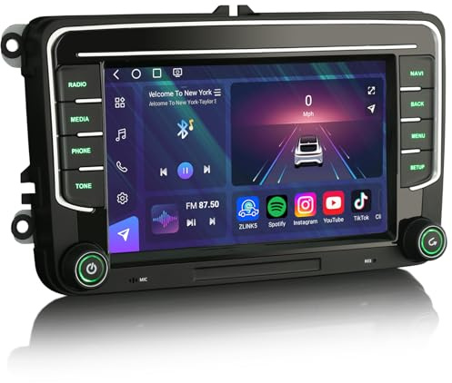 Qualcomm 8+128GB Android 14 CarPlay Autoradio für VW Golf MK6 Golf MK5 Passat B7 B6 Polo 6R Tiguan Škoda Octavia SEAT León 7 Touchscreen Bluetooth 5.1 DAB+ Radio Navigation GPS Multimedia