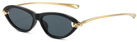 JCTAIFOO Vintage Katzenauge Sonnenbrille für Damen, Einzigartiges Design Metall Tempel Cateye Brille