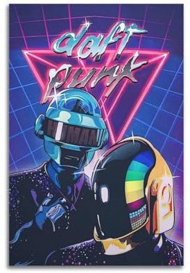 Daft Punk, Retro-Kunst-Poster, dekoratives Gemälde, Leinwand, Wandposter und Kunstdruck, moderne Familienschlafzimmer-Dekoration, Poster, 20 x 30 cm