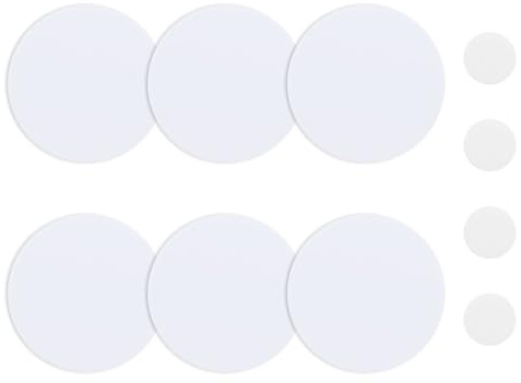 UFURMATE 6Pcs Round Wall Hole Cover 1-1/5 Inch PVC Plastic Peephole Cover Blank Decorative Wall Plate for Holes, Scratches, Broken Door Viewers (Pure White)