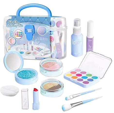 Schminkset für Kinder: Waschbares und sicheres Schönheitsset, Princess Schminktischzubehör, bunte Kosmetikset-Kollektion, ungiftiger Lippenstift, Rouge und Lidschatten | Lustig