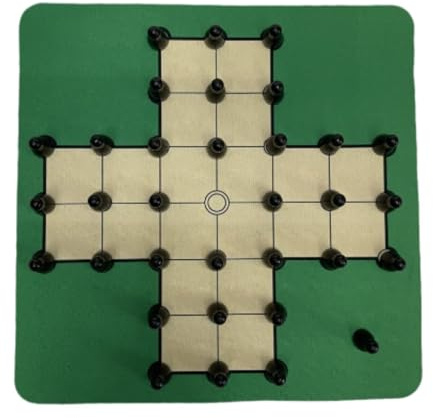 mophrati Solitaire Brettspiel Gummi Solitär Brettspiel Vielseitiges, multifunktionales, innovatives Spiel und praktische Räume, handgefertigtes Set mit Murmeln