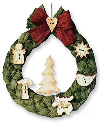 Zita's Creative Bastelset aus Papierband - Weihnachtskranz mit Holzknöpfen, Papierset, Papierfigur, Papierfee, Papierengel, Basteln Papier