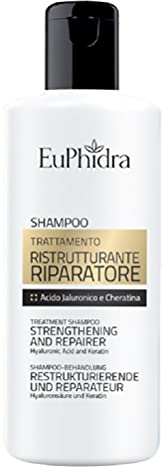 Euphidra - Shampoo Trattamento Ristrutturante, Con Acido Ialuronico e Cheratina, Idratante e Rinforzante, Perfetto per Capelli Secchi Sfibrati, 200 ml