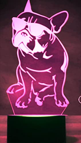 Jinson well 3D französische bulldogge hund Nachtlicht led Lampe optische Nacht licht Illusion 7 Farbwechsel Schreibtisch Dekoration Lampen Acryl USB Spielzeug