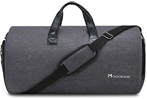 Wandelbarer Kleidersack mit Schultergurt, Modoker Handgepäck-Kleidersack für Männer und Frauen – 2-in-1-Koffer zum Aufhängen, Anzug, Reisetaschen (Schwarz)