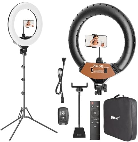 EMART 18in Ring Light with Stand, 2800-6500K LED Photography Lighting Kit