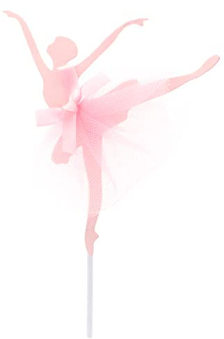 Amosfun 5pcs Ballerina Girls Cupcake Topper Birthday Cake Topper Party Cake Supplies for Wedding Bridal Baby Shower Birthday Party (Pink)