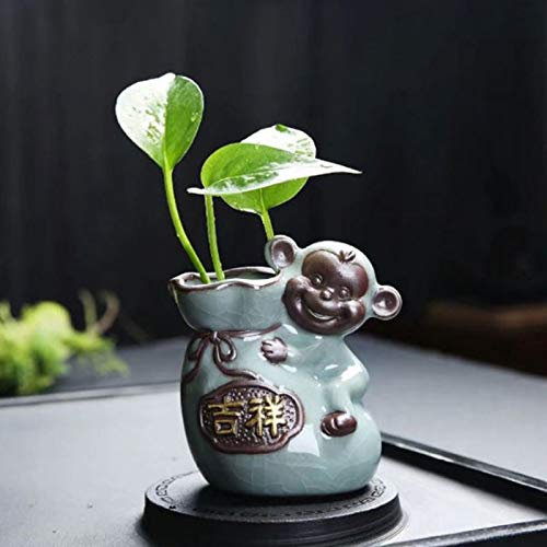 Pot de fleur extérieur Creative Céladon Singe en forme de fleur Pot Accueil hydroponique Bouteille Céramique Céramique Décoration japonais Pot de fleurs Composition florale Zen Florale Pots de fleurs