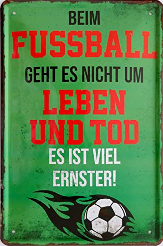 vielesguenstig-2013 Blechschild Schild - Fussball Nicht um Leben und Tod Spiel Spieler Feld Freunde
