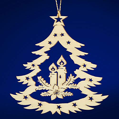 SIKORA BS-LS Traditionelle Filigrane Christbaumschmuck Holzanhänger aus nachhaltiger Herstellung - 28 Modelle wählbar, Modell:B3 Baum Kerzen H 8.8cm