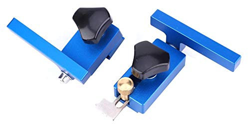 2Pcs T-Track Stop, 30 Type + 45 Type Miter Track Stop Block, Woodworking Limiter Base on T-Slot T Track DIY Manual Tools, Aluminum Alloy(Blue)